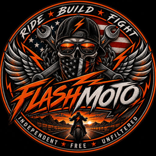 FlashMoto emblem — Ride. Build. Fight. Independent, free, unfiltered.